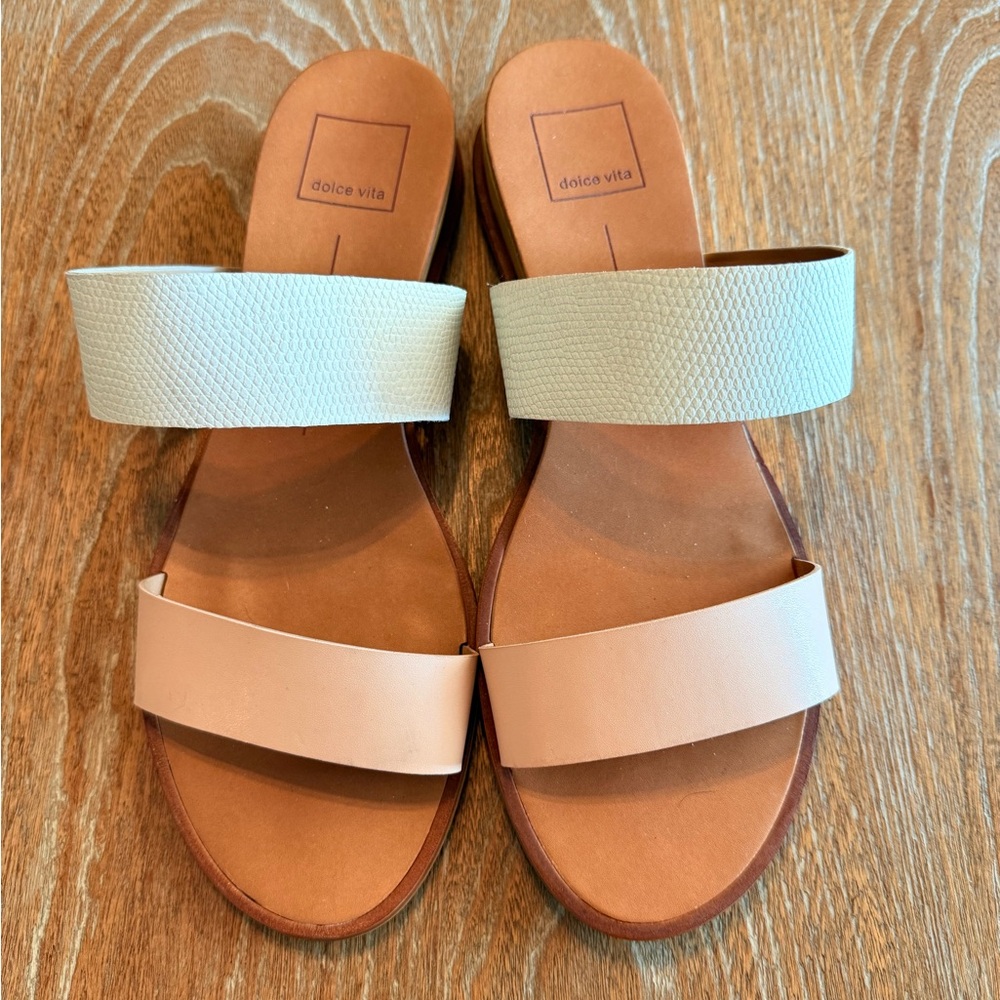 DOLCE VITA Vala Duo Tone Slip On Sandals Women’s Size 8 - Picture 2 of 9